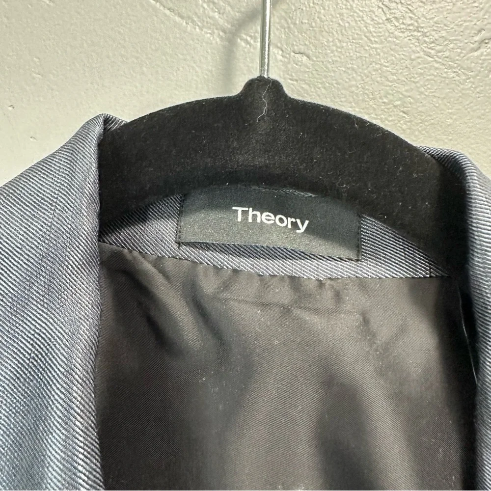 Theory Double-Breasted Shiny‎ Linen Blazer